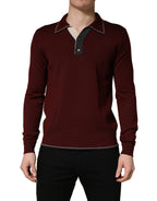 Dolce & Gabbana Maroon Re-Edition Wool Long Sleeves T-shirt