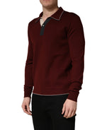 Dolce & Gabbana Maroon Re-Edition Wool Long Sleeves T-shirt