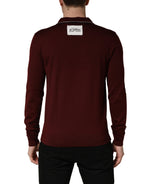Dolce & Gabbana Maroon Re-Edition Wool Long Sleeves T-shirt