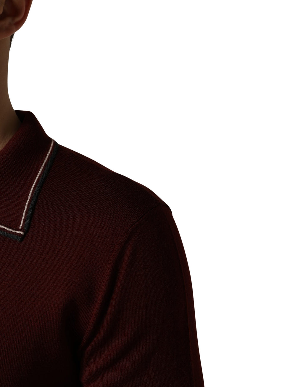 Dolce & Gabbana Maroon Re-Edition Wool Long Sleeves T-shirt