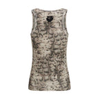 PINKO Beige Cotton Sleeveles T-Shirt