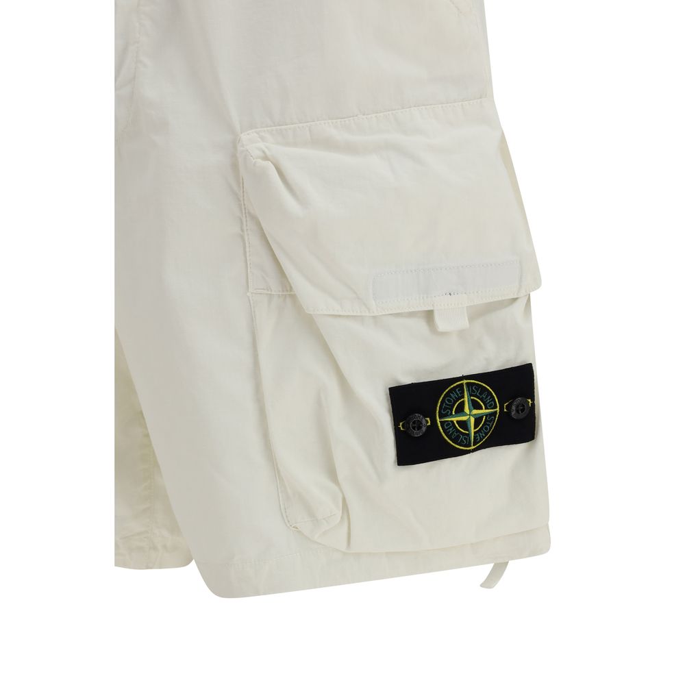 Stone Island White Cotton Bermuda Shorts