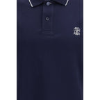 Brunello Cucinelli Blue Cotton Polo Shirt