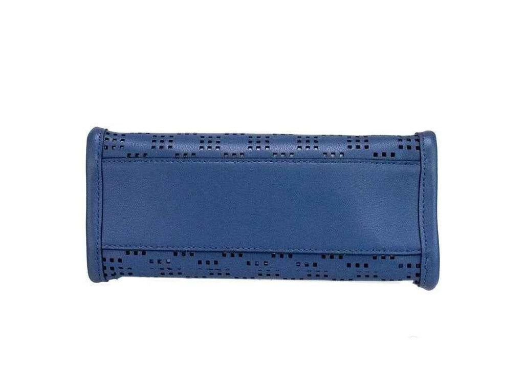 Marc Jacobs Mini Grind Blue Sea Perforated Leather Crossbody Tote Bag Purse