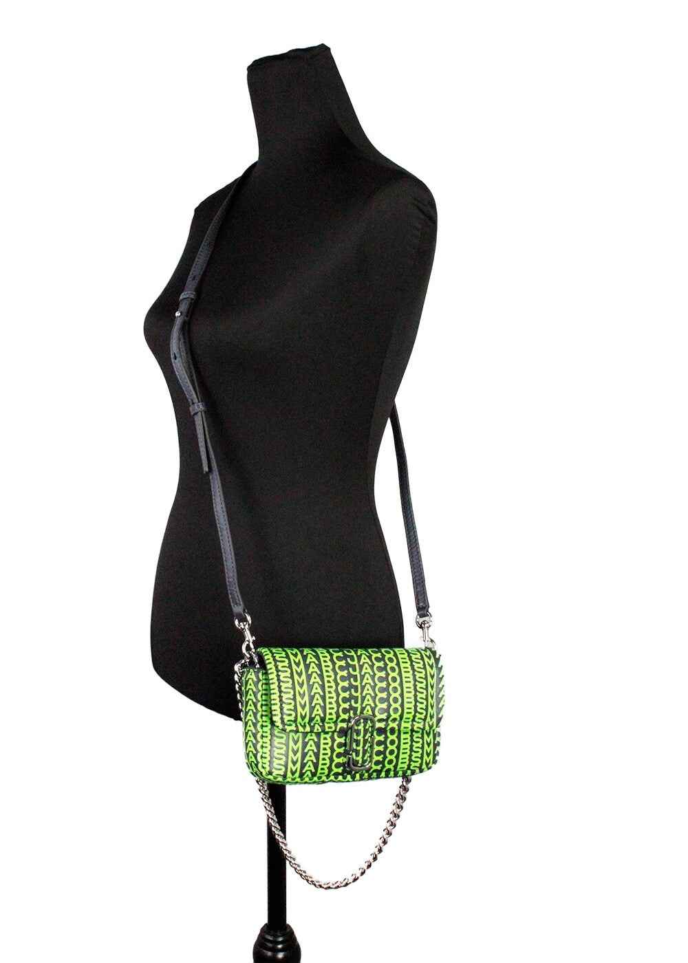 Marc Jacobs Neon Green The Monogram Leather J Marc Mini Shoulder Bag Crossbody