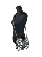 Michael Kors Greenwich Small Print Logo Crossbody Tote Chain Bag Black/White $498