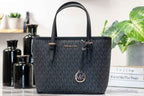 Michael Kors XS Carry All Jet Set Travel Womens Tote (BLACK SIG/GOLD)