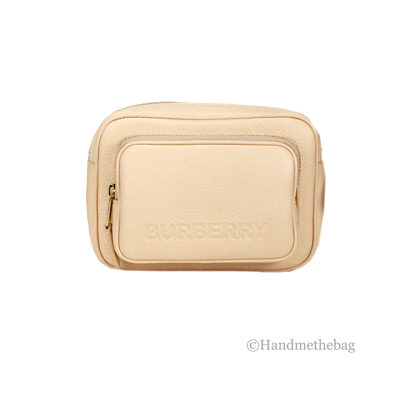 Burberry Small Branded Peach Pink Grainy Leather Camera Crossbody Bag