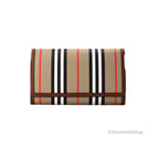 Burberry Hannah Icon Stripe Archive Tan E-Canvas Leather Wallet Crossbody Bag