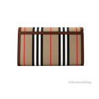 Burberry Hannah Icon Stripe Archive Tan E-Canvas Leather Wallet Crossbody Bag