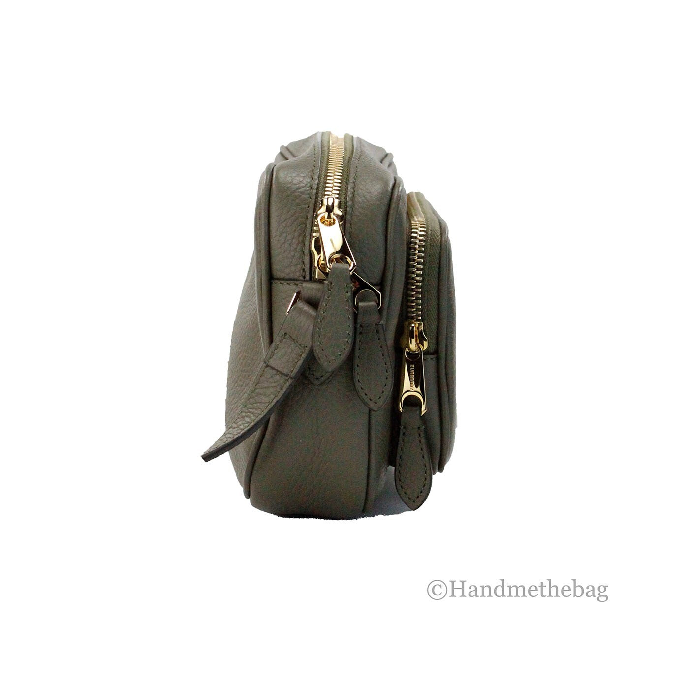 Burberry Small Branded Dark Fern Green Grainy Leather Camera Crossbody Bag