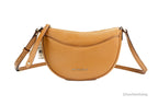 Michael Kors Dover Small Luggage Pebbled Leather Half Moon Crossbody Bag Purse