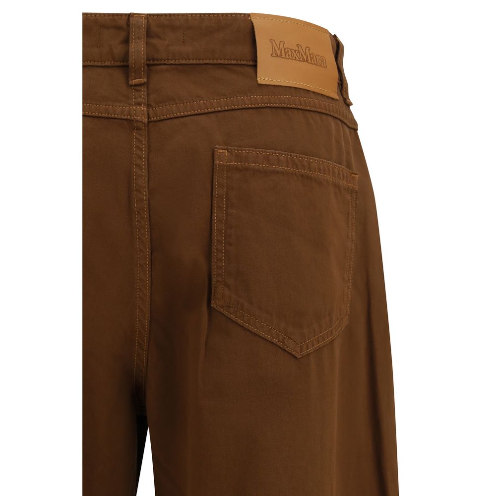 Max Mara Brown Cotton Casual Pants