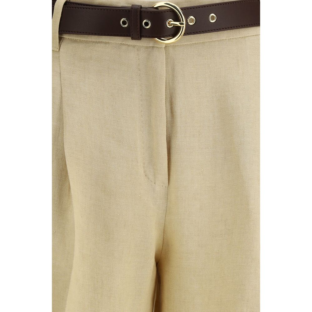Max Mara Beige Linen Casual Pants