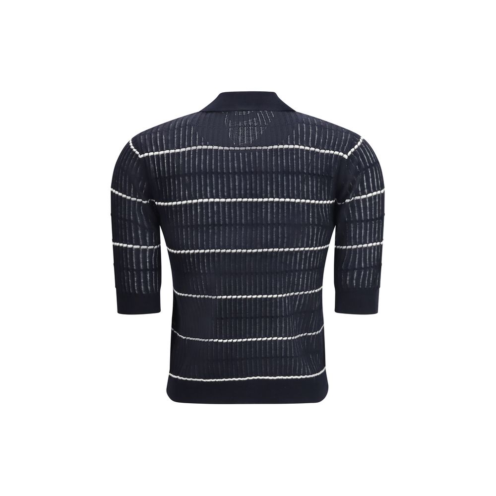 Max Mara Blue Silk Polo Shirt