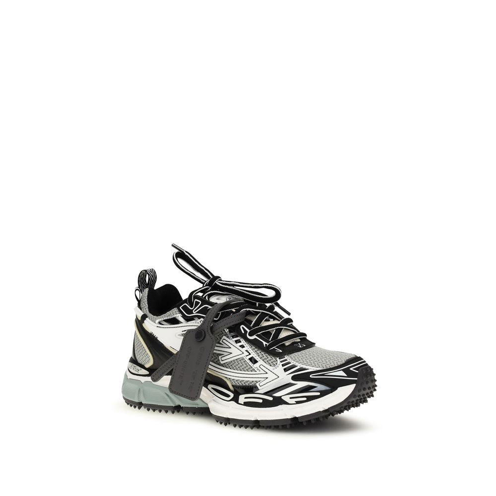 Off-White Gray Polyurethane Athletic Sneakers