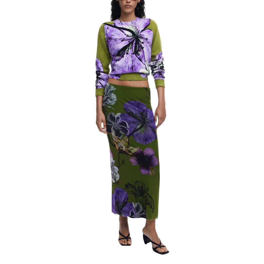 Desigual Bicolor Polyester Long Skirt