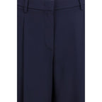 Giorgio Armani Blue Silk Casual Pants