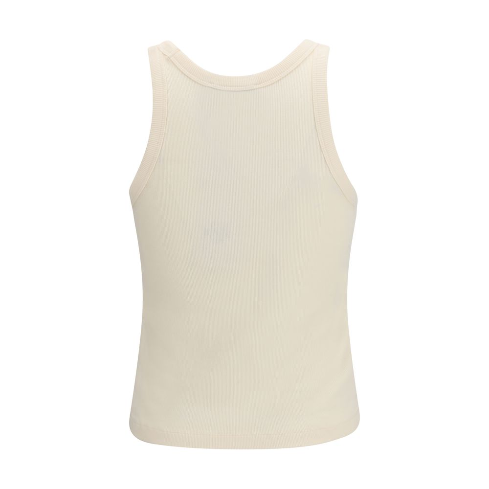 Maison Kitsuné Beige Cotton Sleeveles T-Shirt