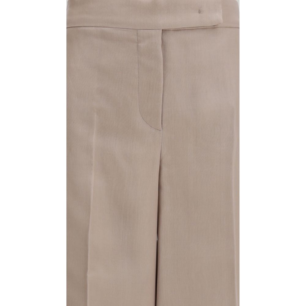 Max Mara Beige Silk Casual Pants