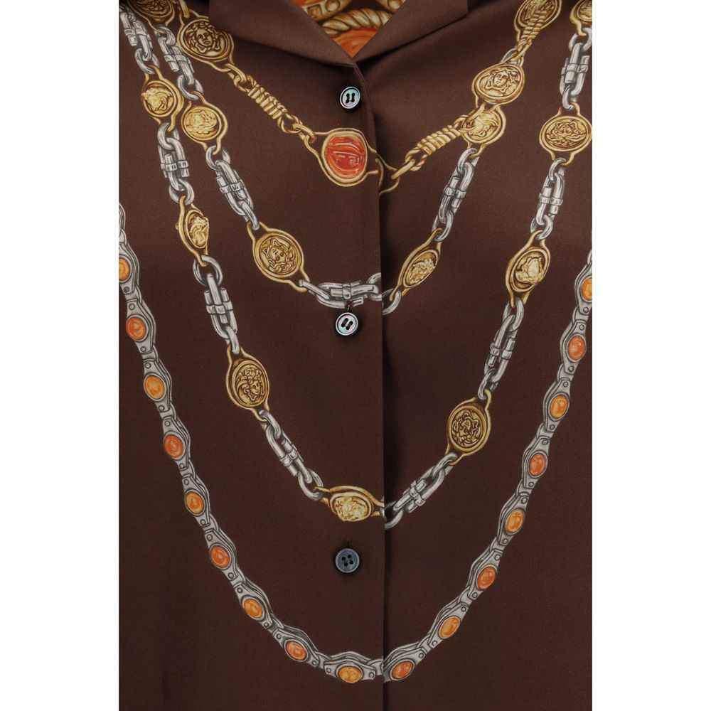 Versace Brown Fabric Pattern Shirt