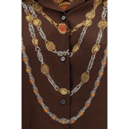 Versace Brown Fabric Pattern Shirt