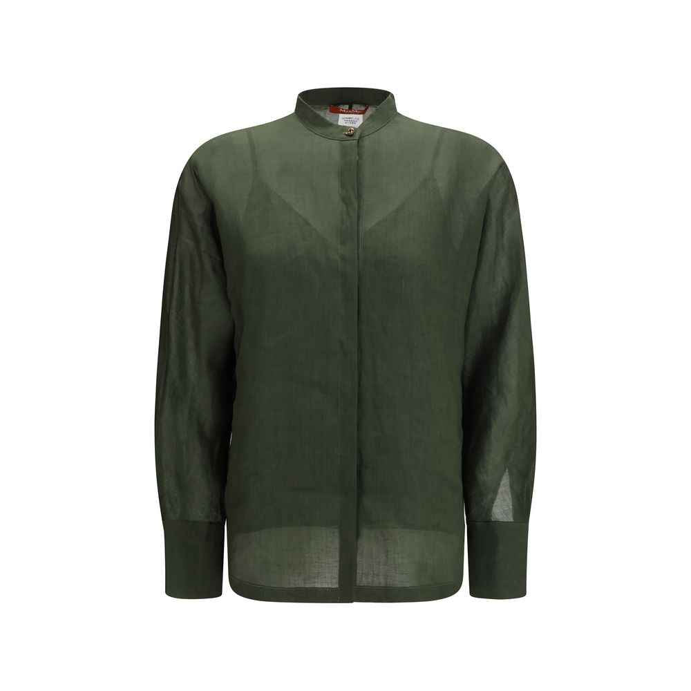 Max Mara Bicolor Ramie Dress Shirt