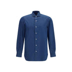 Finamore Blue Cotton Shirt