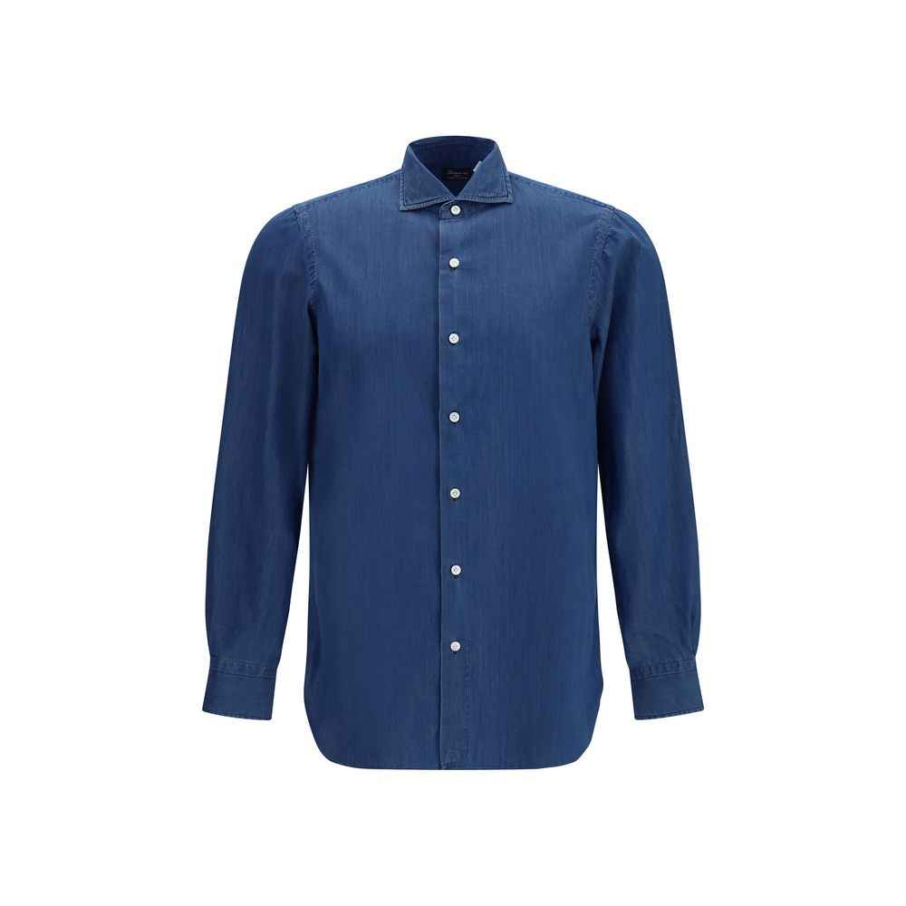 Finamore Blue Cotton Shirt