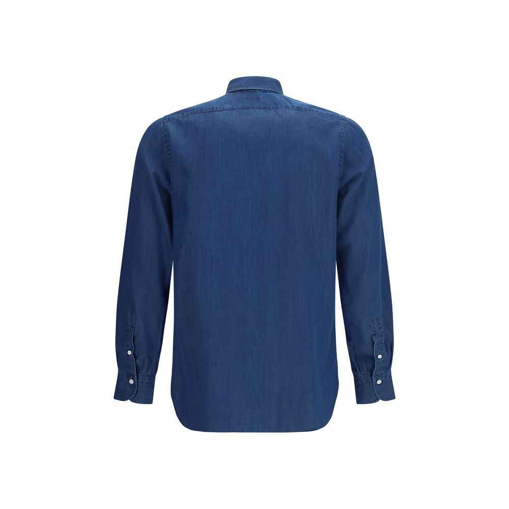 Finamore Blue Cotton Shirt