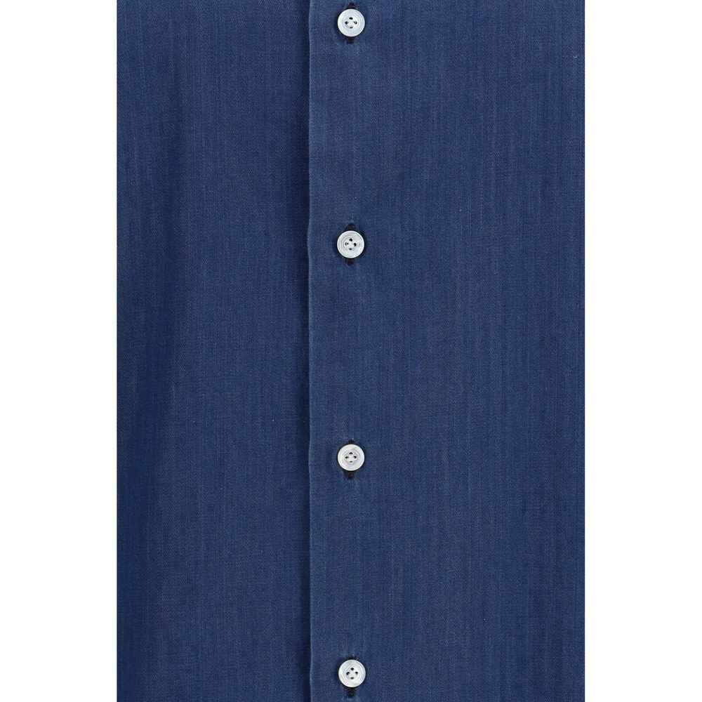 Finamore Blue Cotton Shirt