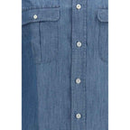 Finamore Blue Cotton Dress Shirt