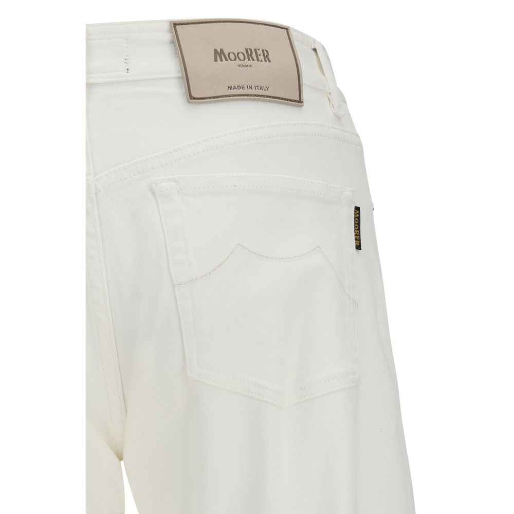 MooRER White Cotton Straight-Leg Jeans