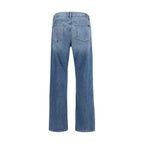7FOR Blue Cotton Straight-Leg Jeans