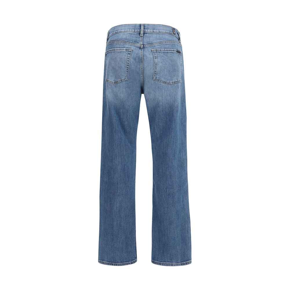 7FOR Blue Cotton Straight-Leg Jeans
