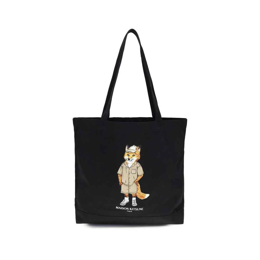 Maison Kitsuné Black Cotton Shoulder Bag