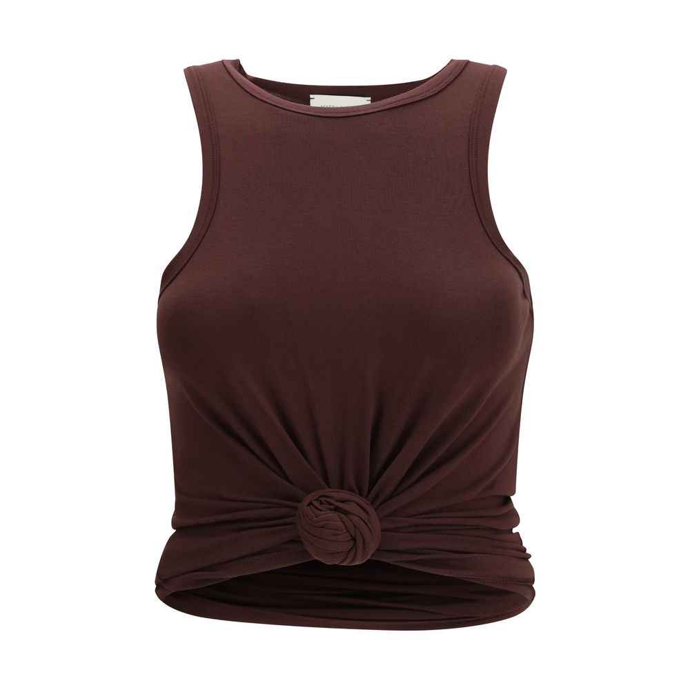 Magda Butrym Brown Cotton Sleeveles T-Shirt