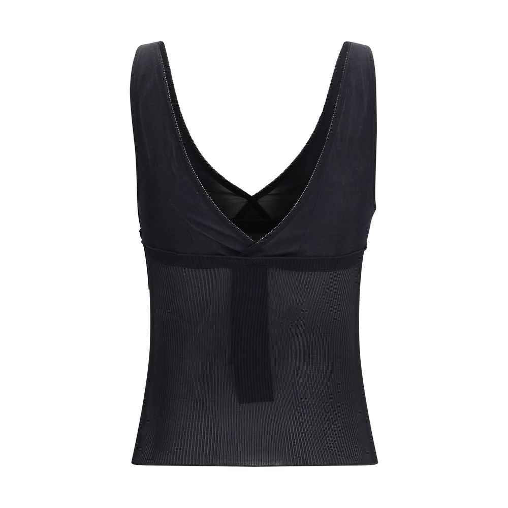 Saint Laurent Black Silk Sleeveles T-Shirt