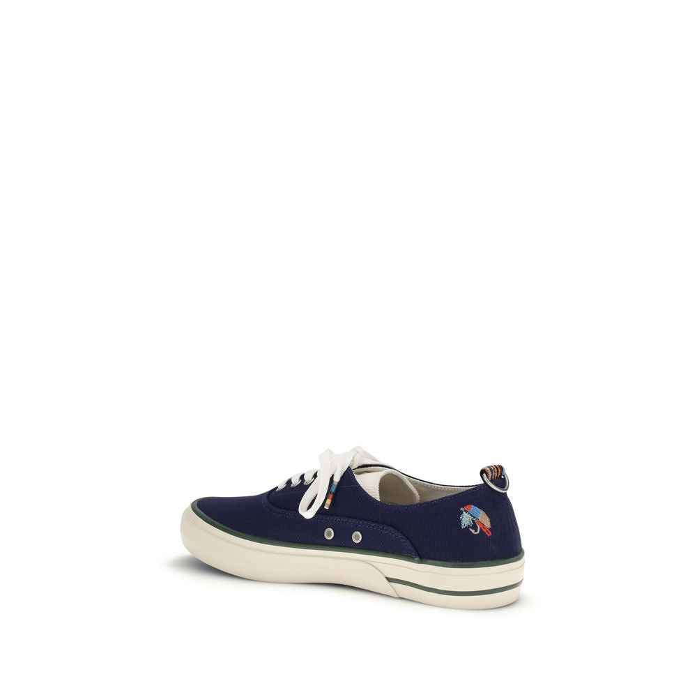 Barbour Blue Cotton Low Top Sneakers