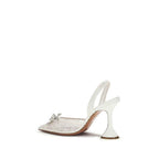 Amina Muaddi White Fabric High Heel Pumps