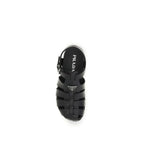 Prada Black Calf Leather Bos Taurus Flat Sandals