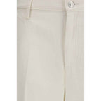 7FOR White Cotton Casual Pants
