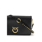 PINKO Black Calf Leather Bos Taurus Shoulder Bag