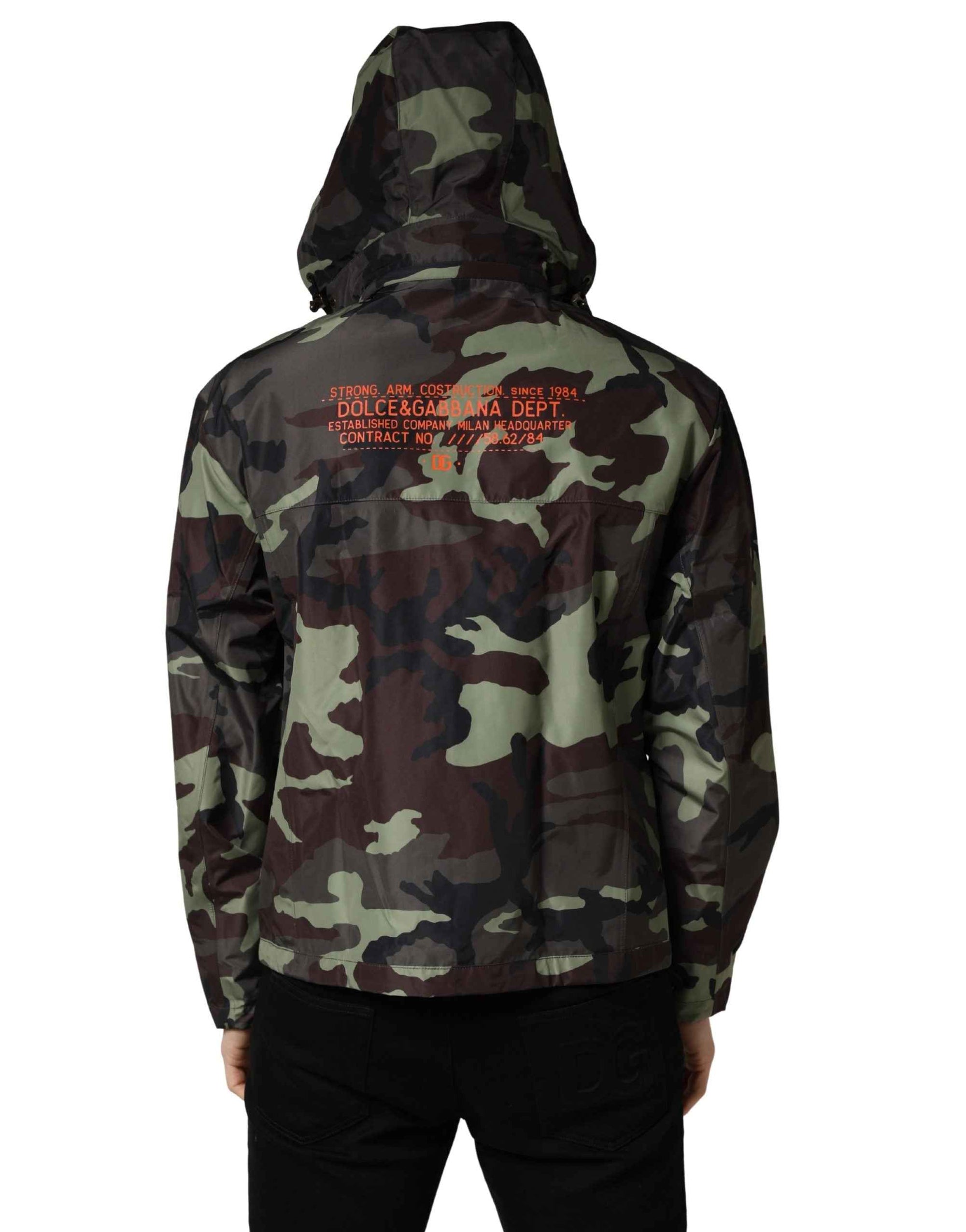 Dolce & Gabbana Multicolor Camouflage Hooded Bomber Jacket