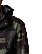 Dolce & Gabbana Multicolor Camouflage Hooded Bomber Jacket
