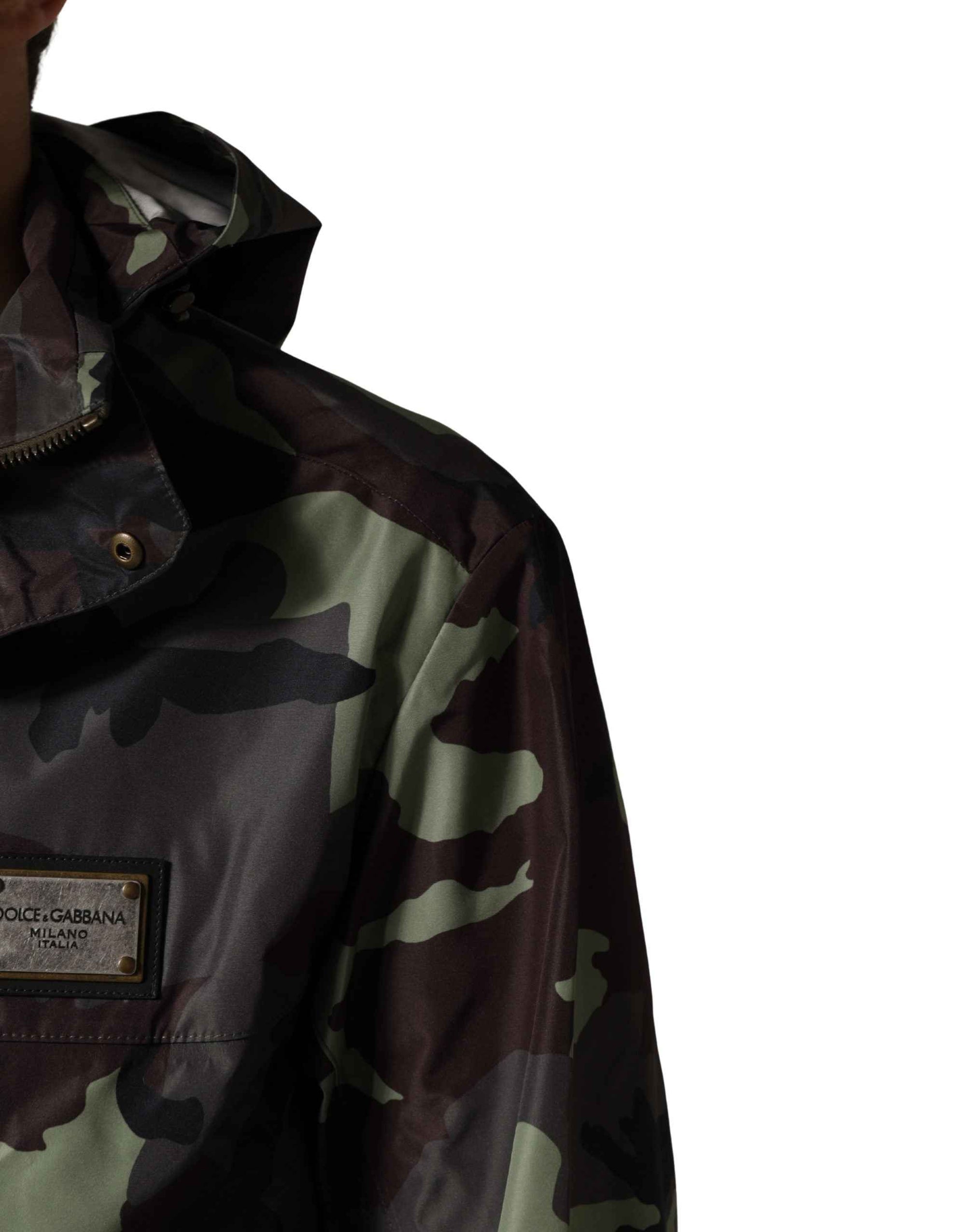 Dolce & Gabbana Multicolor Camouflage Hooded Bomber Jacket