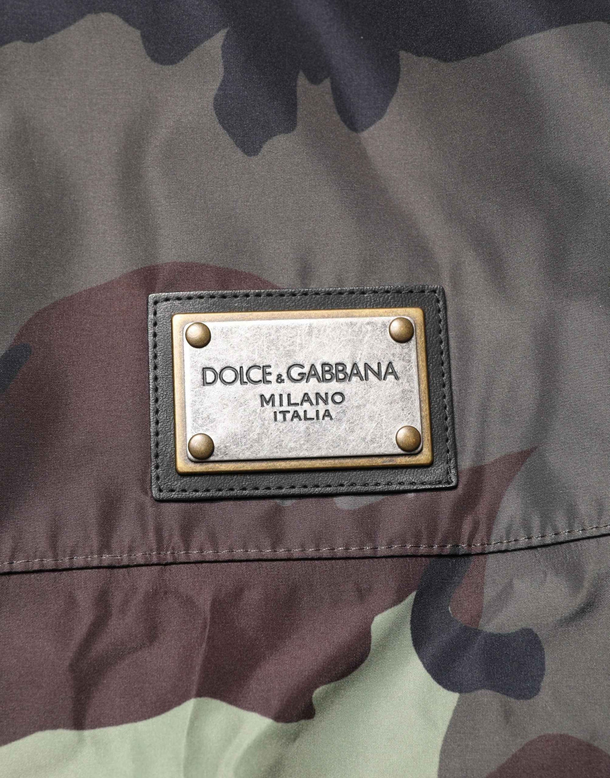 Dolce & Gabbana Multicolor Camouflage Hooded Bomber Jacket
