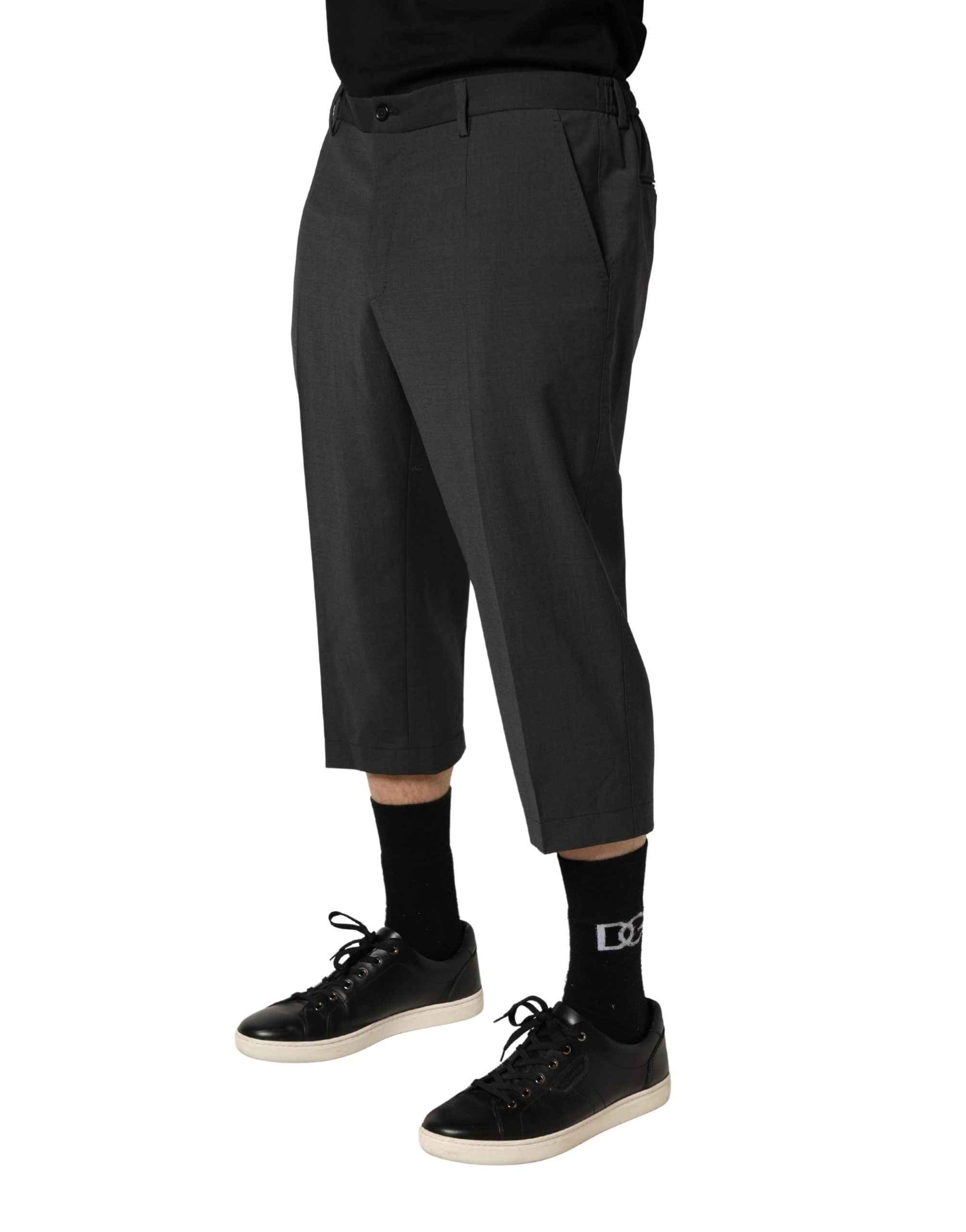 Dolce & Gabbana Dark Gray Wool Cropped Chino Trouser Pants