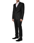 Dolce & Gabbana Black Wool Slim Fit Formal 3 Piece Men Suit