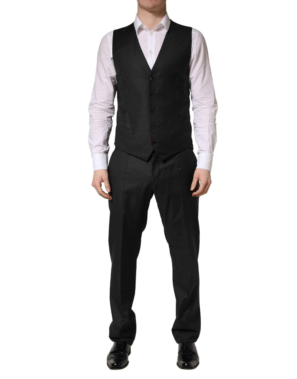 Dolce & Gabbana Black Wool Slim Fit Formal 3 Piece Men Suit